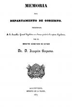 Portada de 'Memoria del departamento de gobierno' de Joaquín Requena y García