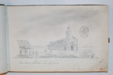 'Prontuario de paisajes de 1852. 05. Iglesia de los Santos Lugares vista al E. 13 de Abl. 1852' de Juan Manuel Besnes e Irigoyen