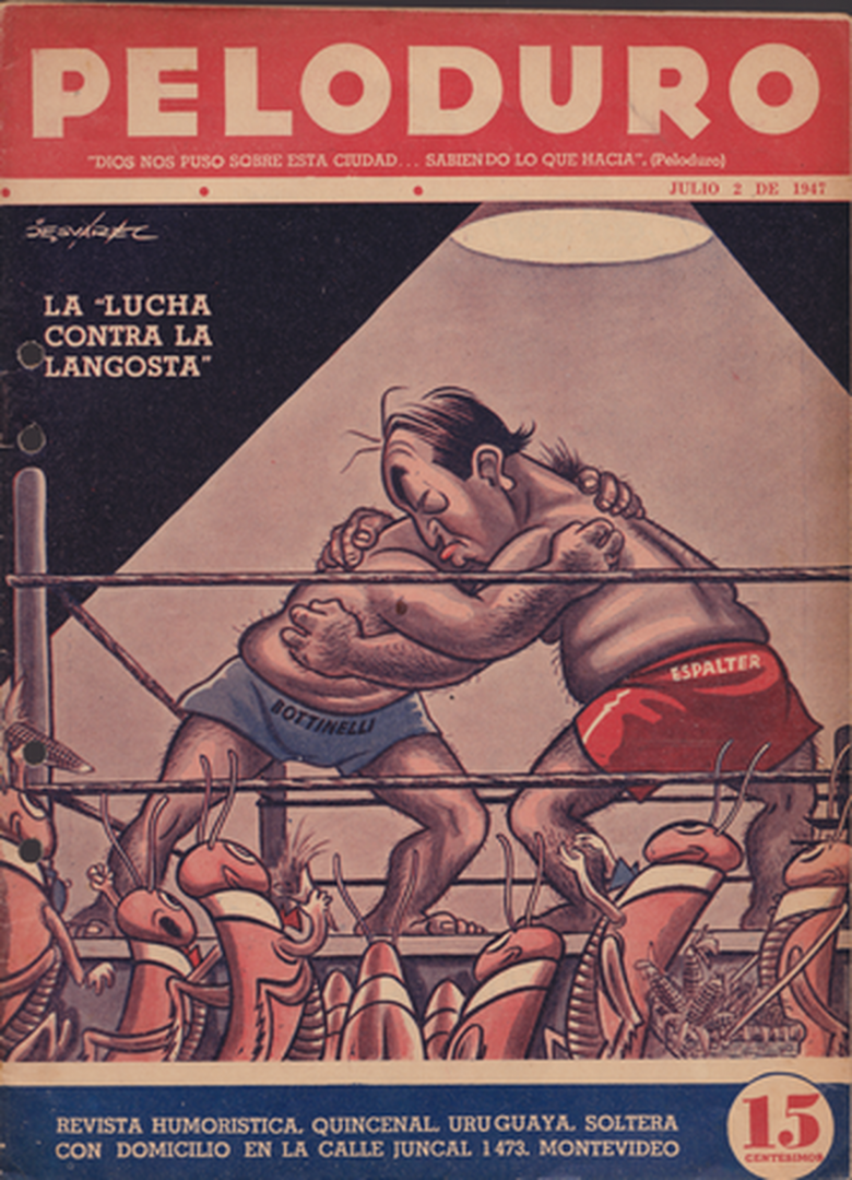 'Peloduro. 1era época. N° 075. La "lucha contra la langosta"' de Julio E. Suárez (Peloduro)