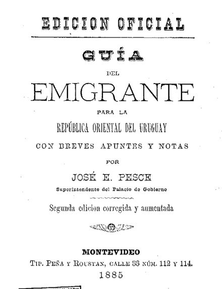 Portada de Guía del emigrante para la República Oriental del Uruguay