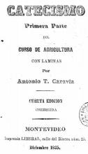 Portada de Catecismo: primera parte del curso de agricultura con láminas