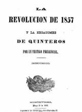 Portada de La revolución de 1857 y la hecatombe de Quinteros por un testigo presencial