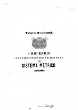 Portada de 'Compendio teórico práctico e ilustrado del Sistema Métrico Decimal' de Pedro Ricaldoni y Calos de la Vega