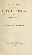 Portada de 'Contribuciones a la flora del Paraguay' de Domingo Parodi