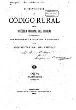 Portada de 'Proyecto de Código Rural de la República Oriental del Uruguay' de la Asociación Rural del Uruguay